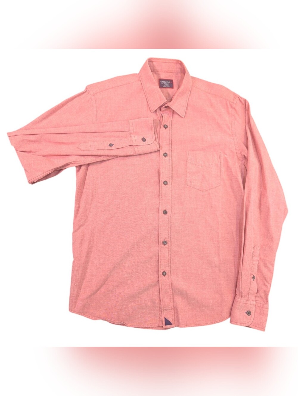 Untuckit Pink Salmon Long Sleeve Button-up Shirt Slim Fit Size Medium Office Pre